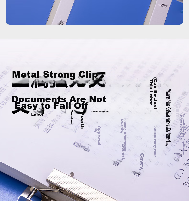 Deli A4 Metal Long Clip Binder + Sheet Protectors, Large Capacity Exam Paper Folder, Poetry Recitation Contract Clipboard, Study And Office Supplies, 5308ES Blue 5