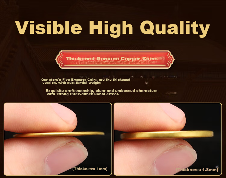 Bin Yue Copper Coin Five Emperor Coins Thickened Door Threshold Stone Five Emperor Copper Coins Kangxi Shunzhi Qianlong Tongbao Loose Copper Coins Set of 10 3
