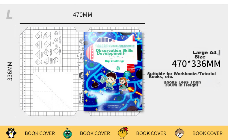 Maisikao 16K Self-Adhesive Book Cover CPP Transparent Glossy Protective Film with Diagonal Cut Corners for A4 Textbooks Primary and Secondary Students Back to School Grade 1 11139 9