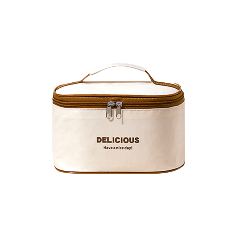 Ymer Insulated Lunch Box Bag, Dedicated Beige Double-Layer Round Rectangle Thermal Bag (Consult Customer Service Before Purchase)
