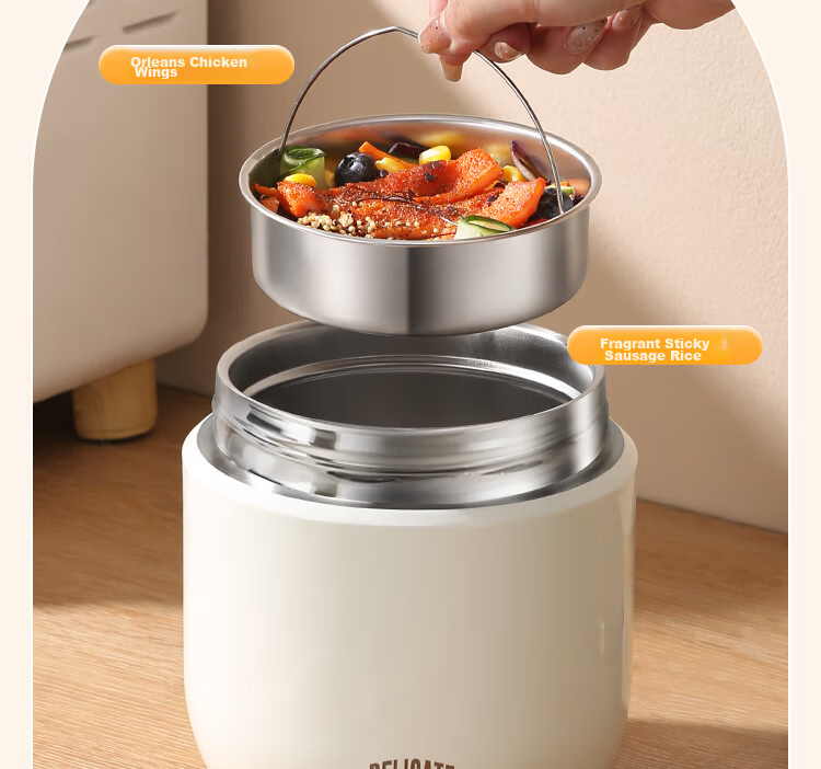 Ymer Double-Layer Insulated Lunch Box with Extended Handle, Stainless Steel Soup Container and Bowl for Office Workers and Students, New Model 11