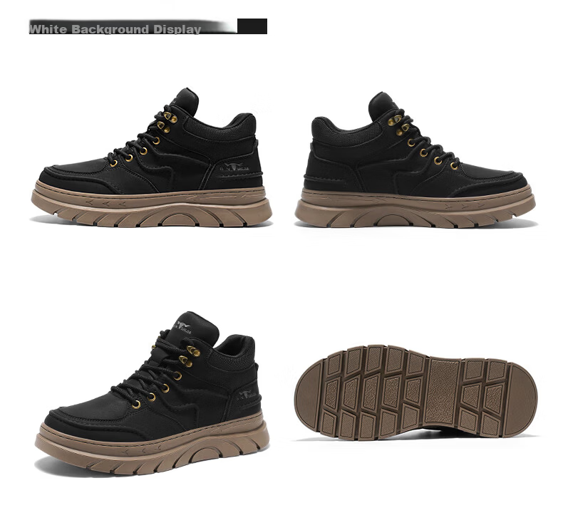 Bull Family Martin Boots Men Autumn Winter New High-top Durable Work Boots Thick Sole Height Increasing Yellow Boots Men's Versatile Biker Shoes 20