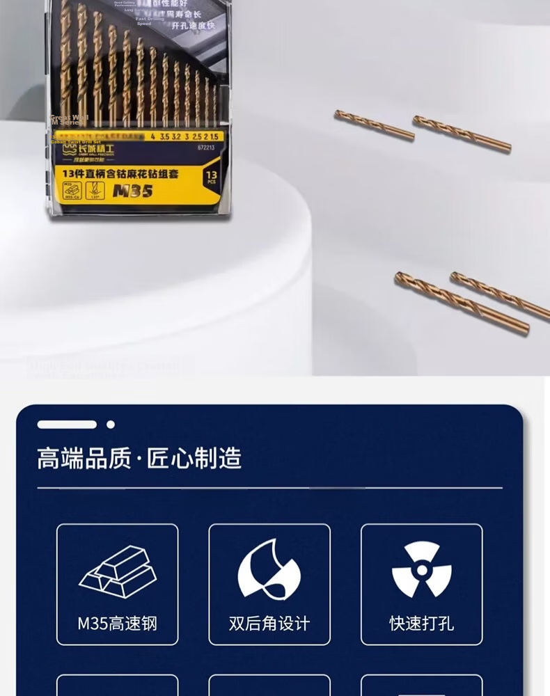 The Great Wall Straight Shank Cobalt Twist Drill Bit Set for Stainless Steel, High-Speed Steel Twist Drill Bits, 25 Pieces, Model 672225 4