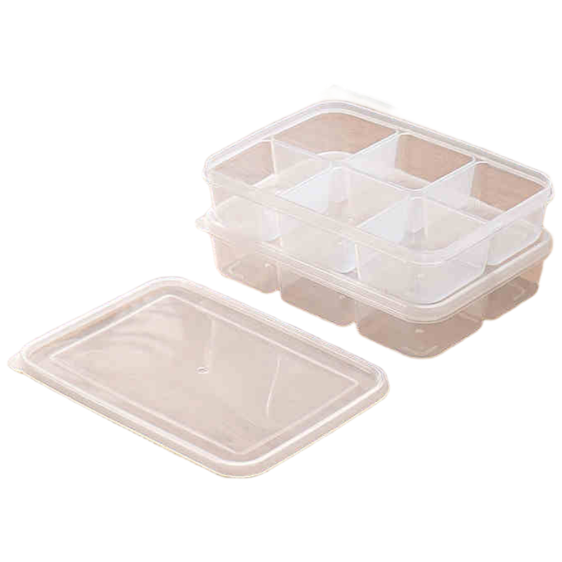Jialifang Refrigerator Six-Compartment Storage Box Frozen Meat Container Freezer Fresh-Keeping Food Divider Organizer Food Grade