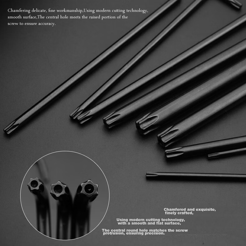 JERXUN Plum Blossom Hex Key Wrench Set 9-Piece Extended Hole Cross Hexagon L-Shaped Screwdriver Kit 8