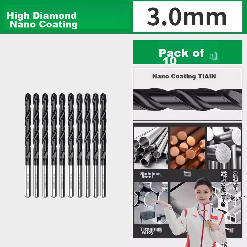 Baolian Nano Twist Drill M35 Cobalt High Hardness Straight Shank Stainless Steel Drill Bit Quick Drilling Tool