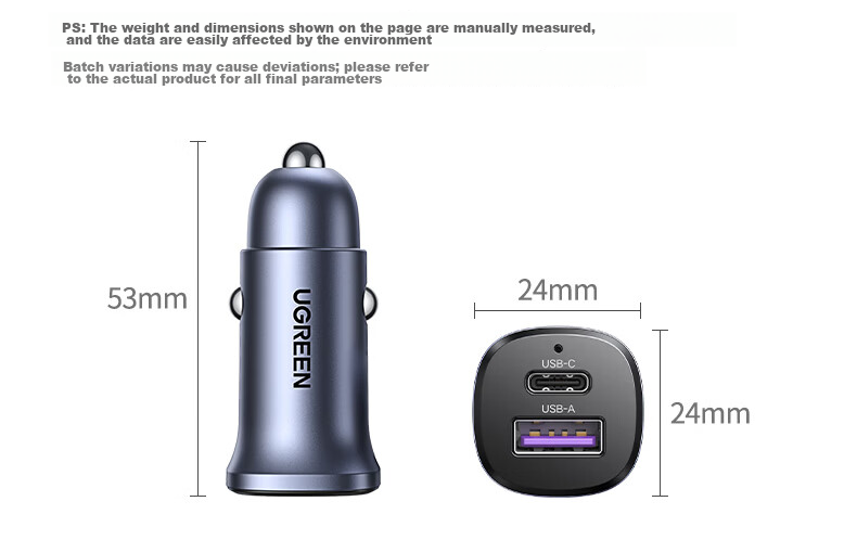 UGREEN Car Charger Super Fast Charging Cigarette Lighter Adapter Dual Port PD 30W/SCP Compatible with Apple 17 Huawei Xiaomi Samsung Fast Charge 23