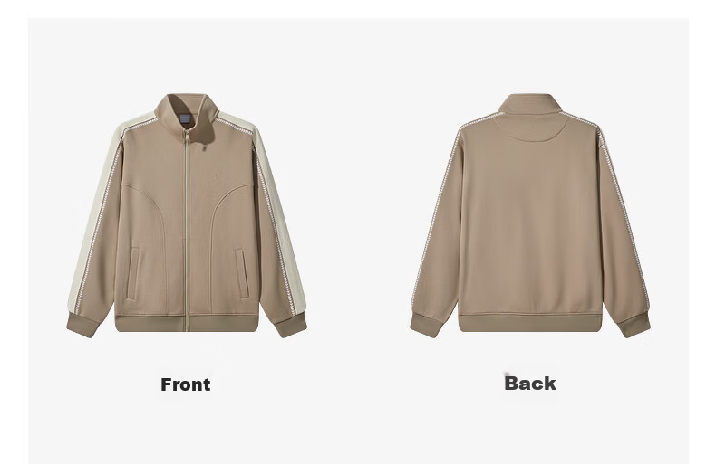 CABBEEN 410G Recycled Polyester Sweatshirt with Color-Blocked Side Tape and Wheat Ear Jacquard Design Spring 2026 Jacket 8