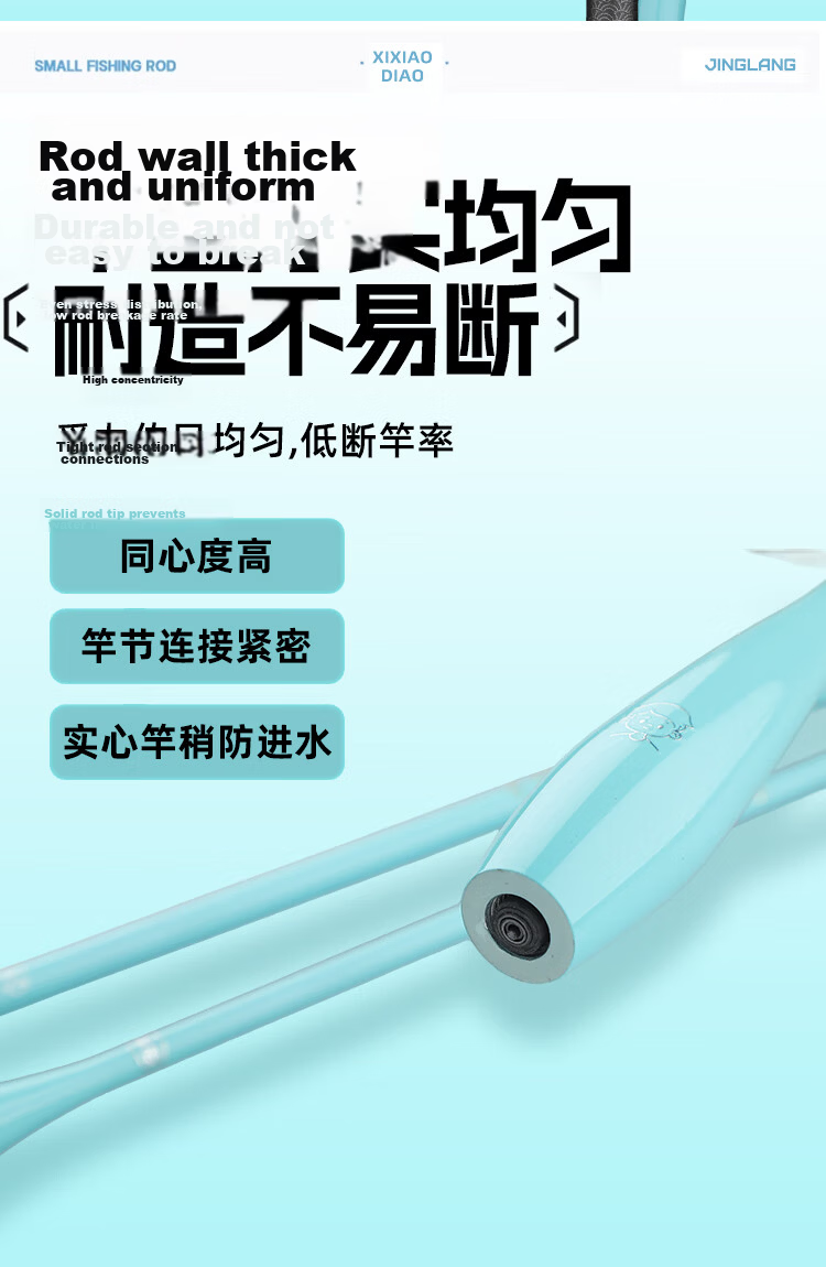 Jinglang Children's Fishing Rod 1.8m Blue Set Short Section Hand Rod Kids Special Fishing Rod for Shrimp and Crab Fishing 8