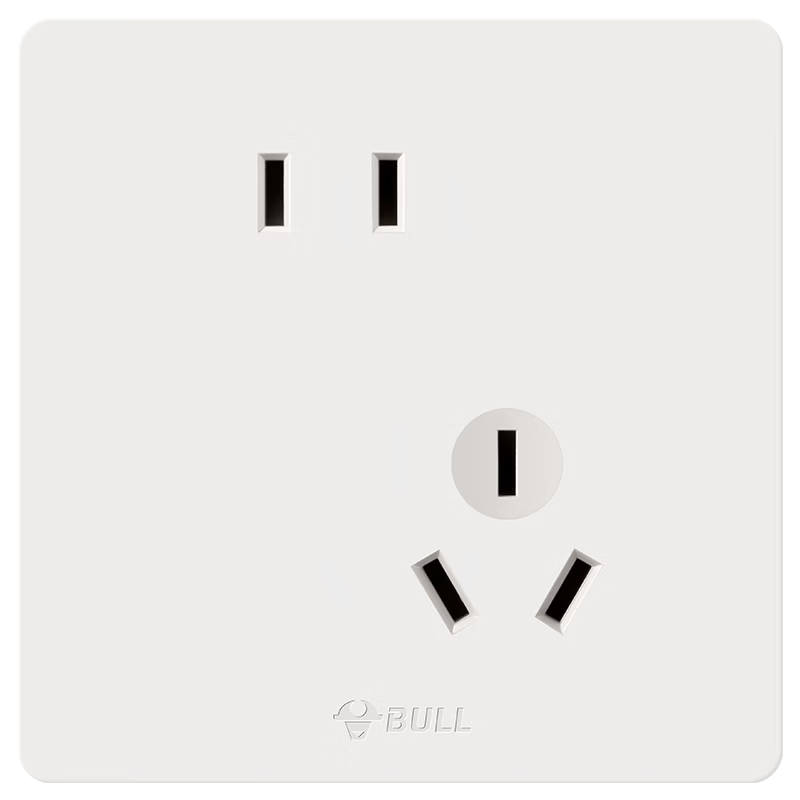 BULL Switch Socket G12 Skin-feel Matte Cream Style 10A Angled Five-hole Socket Panel G12Z223AS Milky White