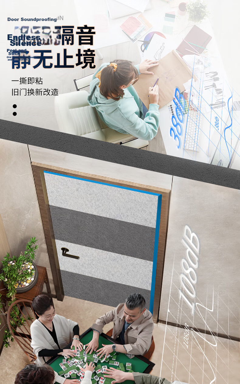 Eipai Soundproof Cotton Soundproof Board Soundproof Door Sticker Noise Reduction Cotton Bedroom Door Wall Universal Self-Adhesive Acoustic Cotton 1