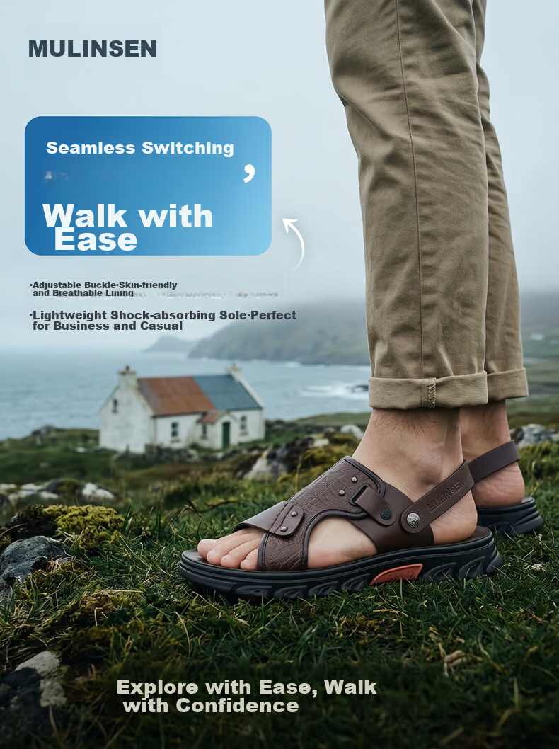 MULINSEN Men's Lightweight Breathable Casual Beach Sandals Soft Sole Outdoor Dual-Wear Slippers V7290258 1