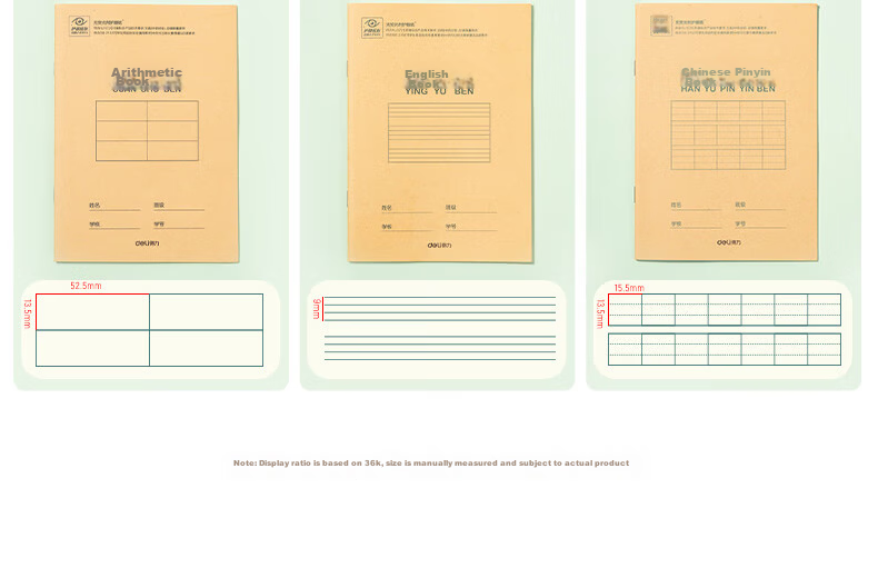 Deli 5 English Notebooks with Covers, Stapled Binding, Student English Homework Books, 36K 18 Sheets Notebook, Elementary School Stationery DP3620 5