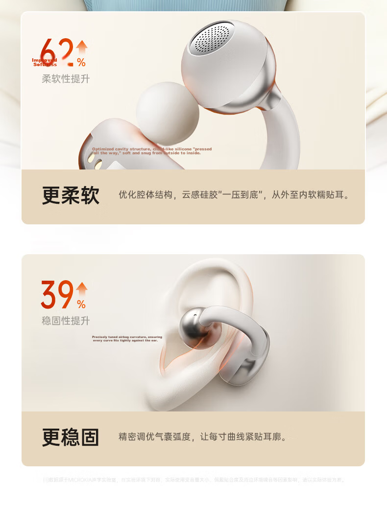 MICROKIA 2026 Latest Model Harman Kardon Level AI Bone Conduction Bluetooth Ear Clip Open Wireless Sports Running Noise Cancelling Ear-Hanging Long Battery Life for Women 9