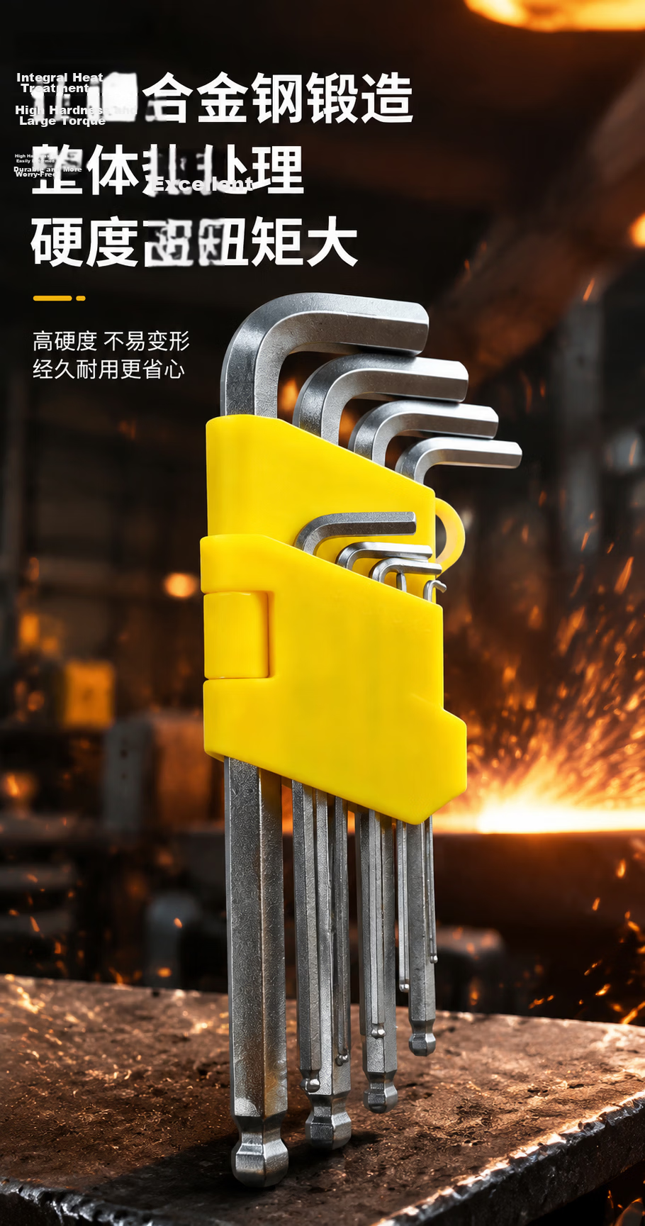 Bohuida Black Ball-End Hex Key Wrench 9PC Set Household Universal High-Strength Extended Hex Screwdriver Torque Wrench 2