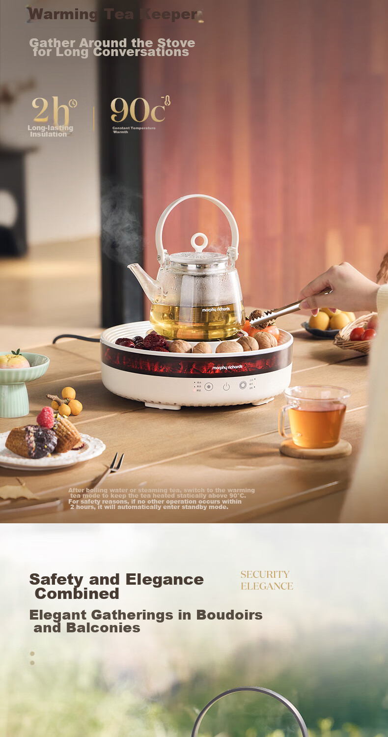 Morphyrichards Full Glass Health Pot Multifunctional Electric Ceramic Stove Tea Maker 360° Circular Roasting MR6096 Gray 22