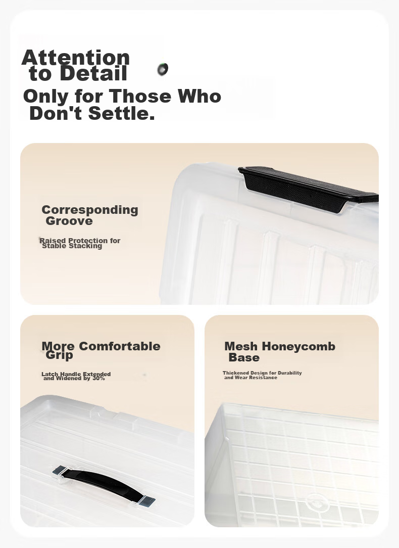 Xitianlong Plastic Transparent Storage Box Thickened Portable Storage Container Large Clothes Organizer Box 46L External Volume 10