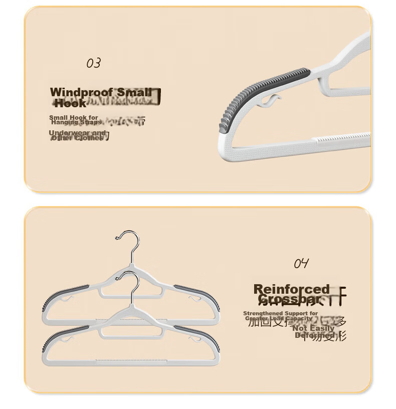 MENGTING Short Neck Household Clothes Hangers Thickened Non-Slip No-Trace Shoulder Protection Clothes Racks 10 Pieces 5