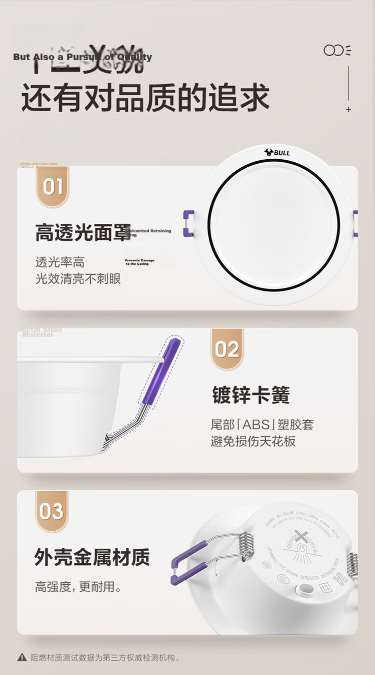 BULL LED Metal Downlight MT-K4R5A-AS White Paint 4.5W 3-inch 4000K Warm White Light Cutout 70-80mm 16