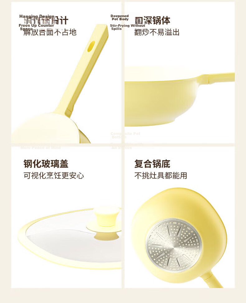 OLODE Titanium Extreme Ceramic Non-Stick Frying Pan Skillet Lightweight Flat Bottom Cookware for Gas Stove and Induction Cooker 10