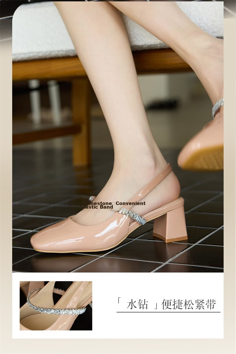 Eierkang Women's One-Strap High Heel Mary Jane Shoes Versatile Commuter Open-Toe Sandals Pink 29872W Size 36 6