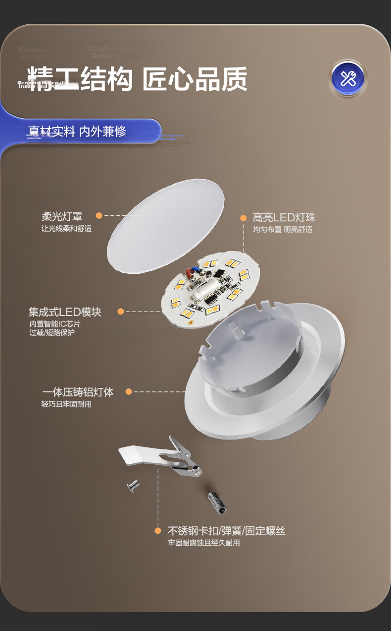 Panasonic LED Downlight, Recessed Spotlight, Ceiling Light, Living Room, All-Aluminum White, 6.5W, Cool White Light 6500K, Cut-Out Size 75-80mm 10
