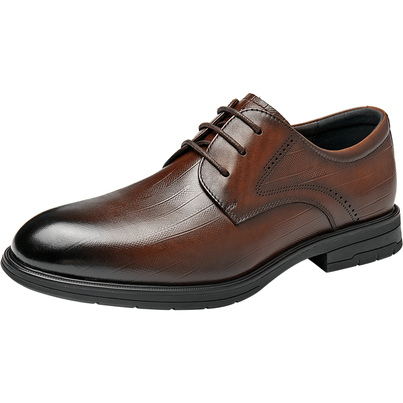 HLA Men's Business Formal Breathable Comfortable Derby Shoes HAAPXM3DBA221 Brown Size 43