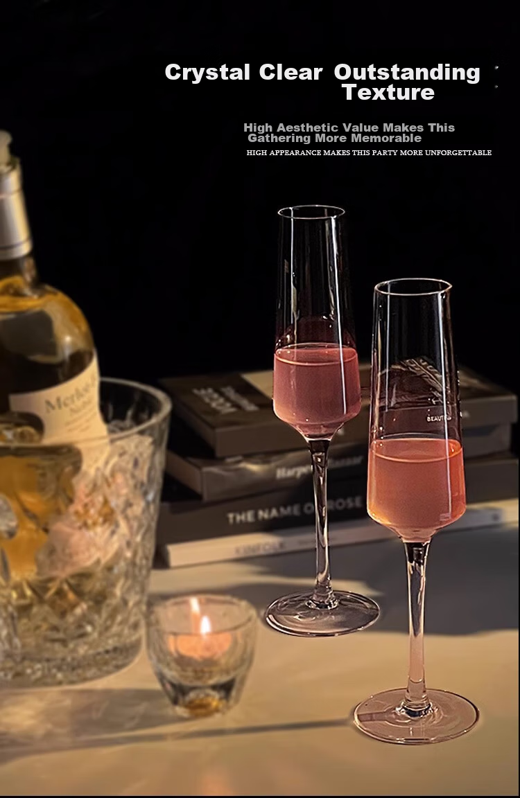 Eight Thousand Lines Champagne Glasses Set - White Wine, Red Wine, Cocktail, Sparkling Glasses Portable High-Quality Pair 3