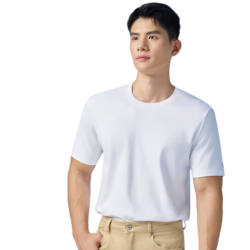 Langsha 25th Anniversary New Arrival [Ren Jialun Celebrity Endorsed Quality] White Heavyweight Pure Cotton Short Sleeve T-Shirt for Men and Women