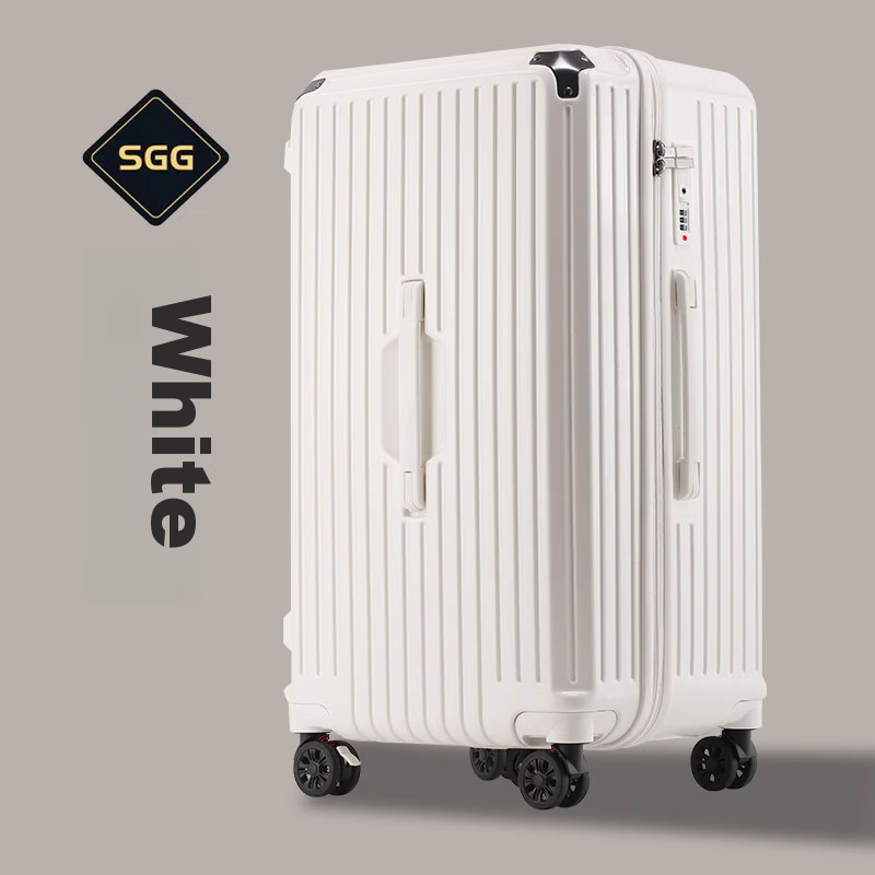 SGG Large Capacity Girls' Luggage Cute Travel Suitcase Thickened Spinner Wheels White 30 Inch 24