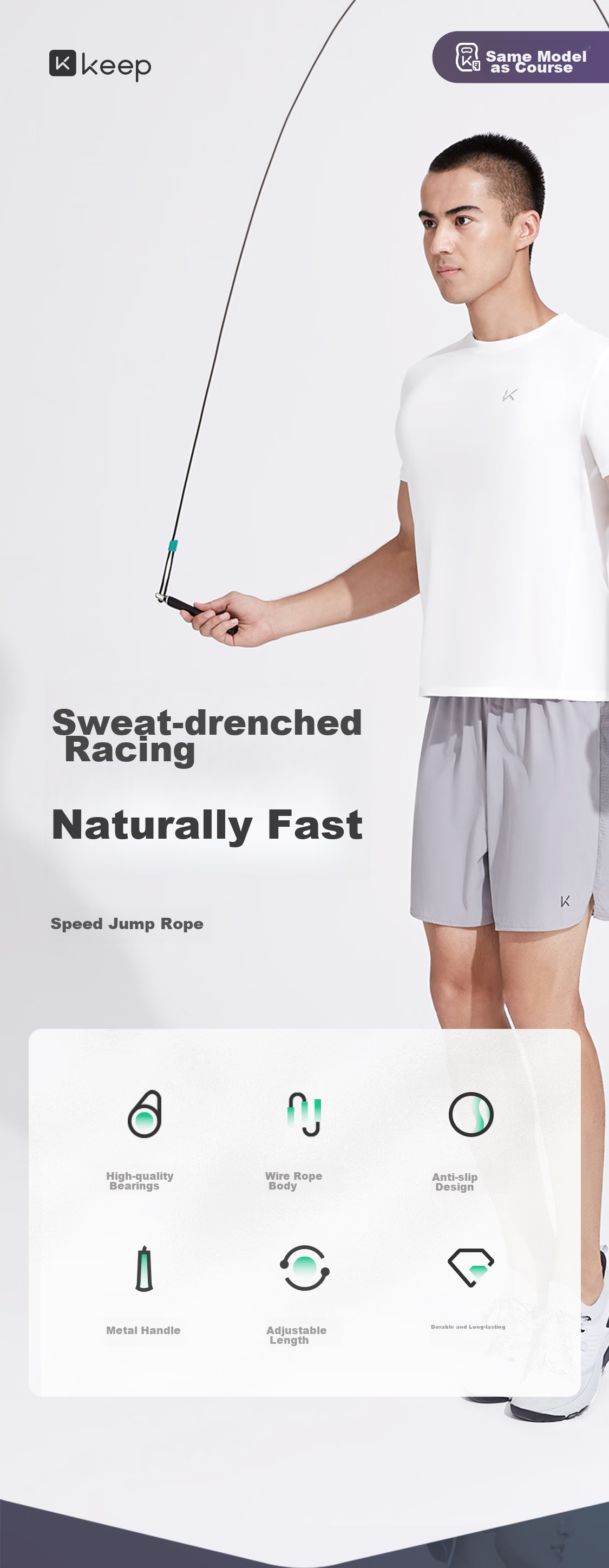 Keep Jump Rope Speed Steel Wire Pro Adult Fat Burning Slimming High-End Professional Exam Middle and Primary School Silver 1