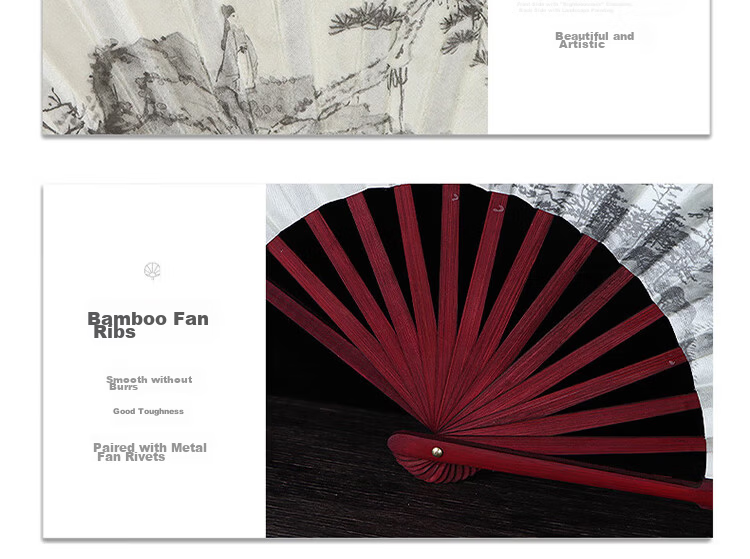 Jidu Space Traditional Chinese Folding Fan Ink Wash Style 10-Inch Birthday Gift Fan Shan Shui Philosophy 8