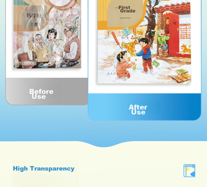 M&G Stationery, 25K/10 Sheets, Small Size, Miffy Frosted Transparent Self-Adhesive Book Cover, Protective Sleeve, Elementary School Student Book Cover, Safety Book Film 10