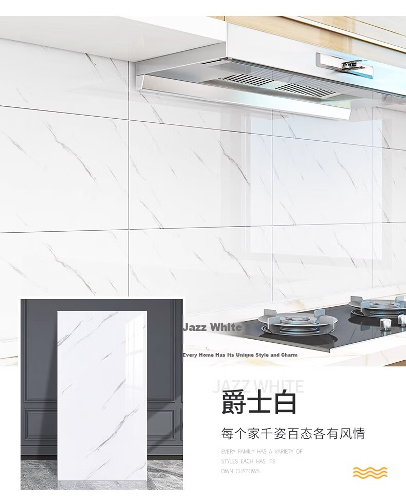 Washi Kitchen Oil-Proof Wall Sticker Self-Adhesive Imitation Tile Aluminum-Plastic Waterproof High-Temperature Resistant Bright White 40x80cm 5-Pack 13