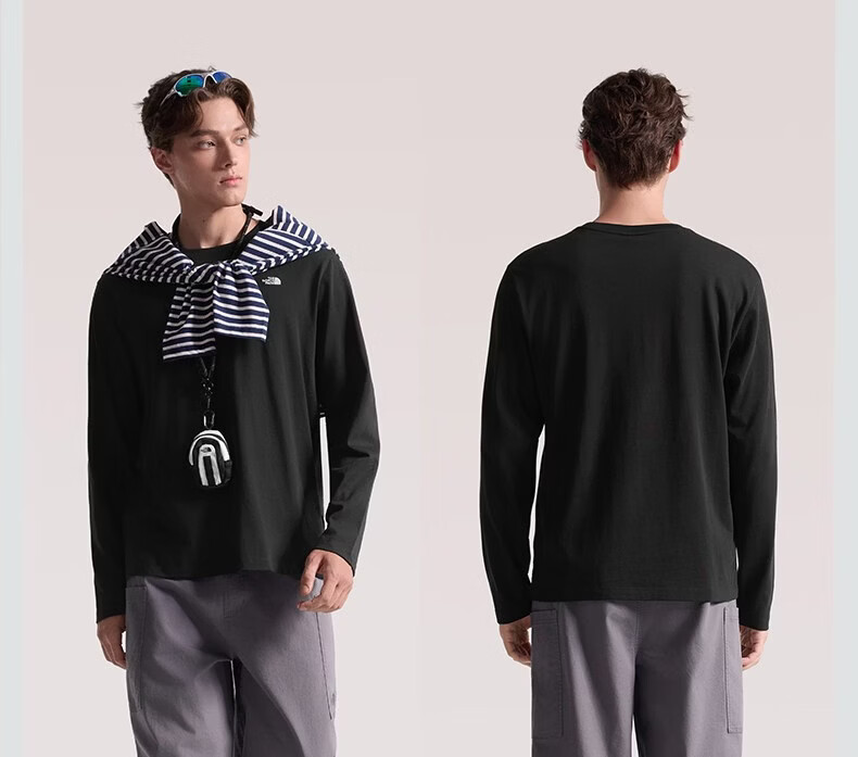 The North Face Unisex Black Cotton Long Sleeve T-Shirt Loose Fit Outdoor Comfortable 8KQ3 JK3 XXL 6