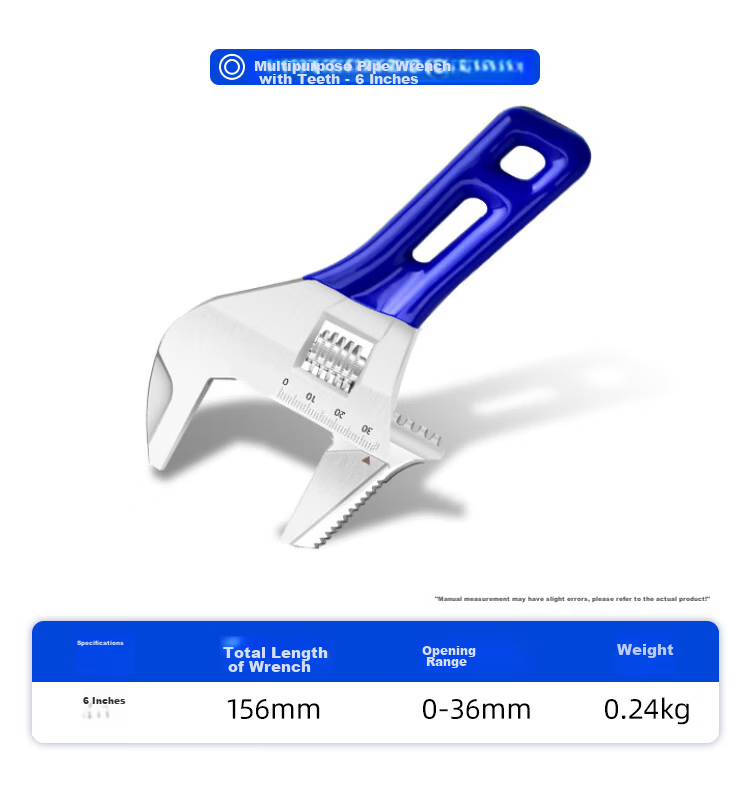 Huang Xiao Chao 6-Inch Large Opening Adjustable Wrench Short Handle Pipe Wrench Multi-Functional Bathroom Small Wrench 10