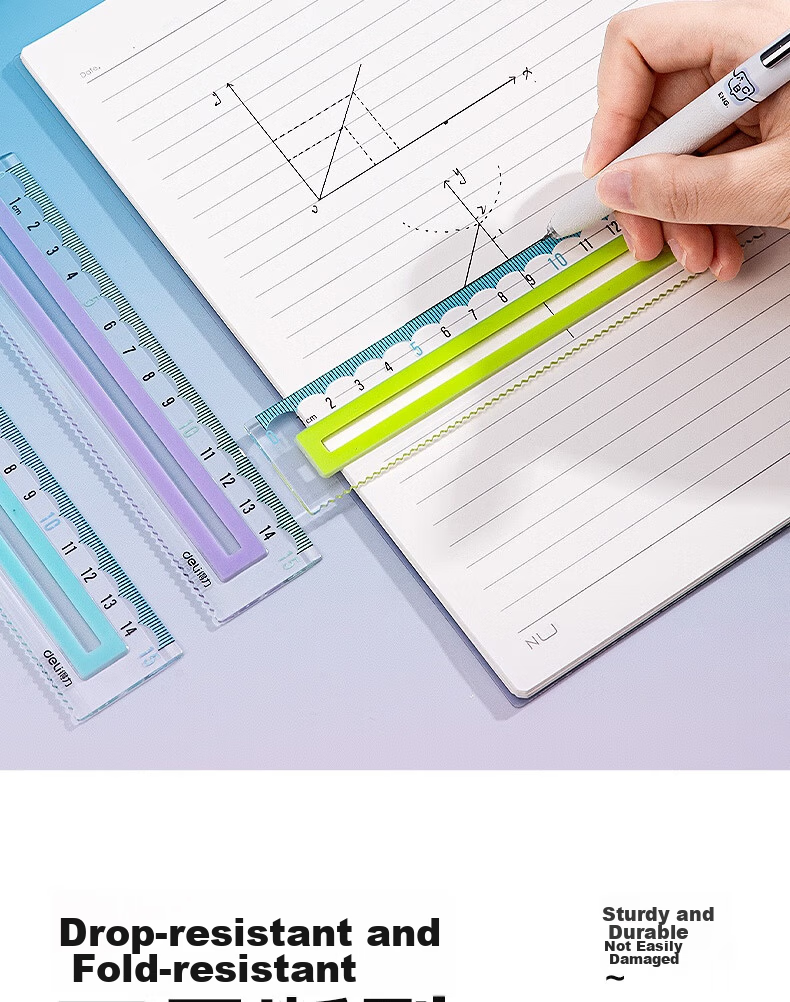 Deli 15cm Transparent Soft Ruler Set of 4: Straight Ruler + Triangle Rulers *2 + Protractor / Durable, Not Easily Broken, Flexible Measuring Tools for Students' College Entrance Exam And Blessing Gifts 4