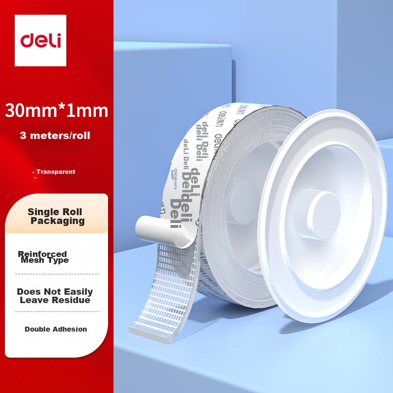 Deli Nano Double-Sided Tape 3.0 Upgrade 30mm x 3m Strong Adhesive Wall-Mount No-Trace Tape Grid Transparent Waterproof Tape 1 Roll JL601