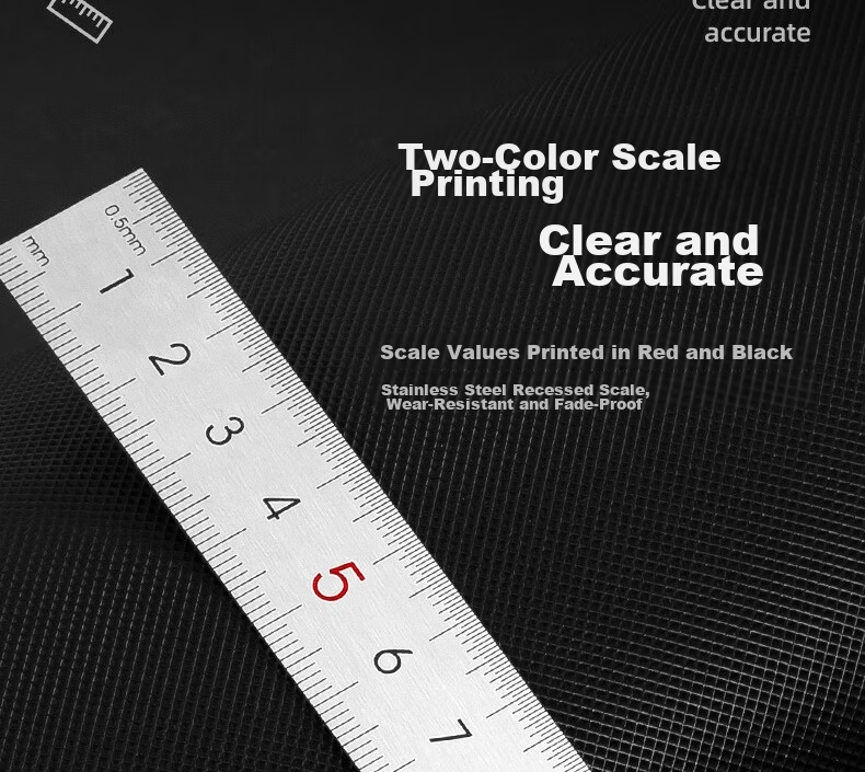 Deli 100cm Stainless Steel Straight Ruler, Measuring And Drawing Scale Ruler with Conversion Chart, Office Supplies, 8460 5
