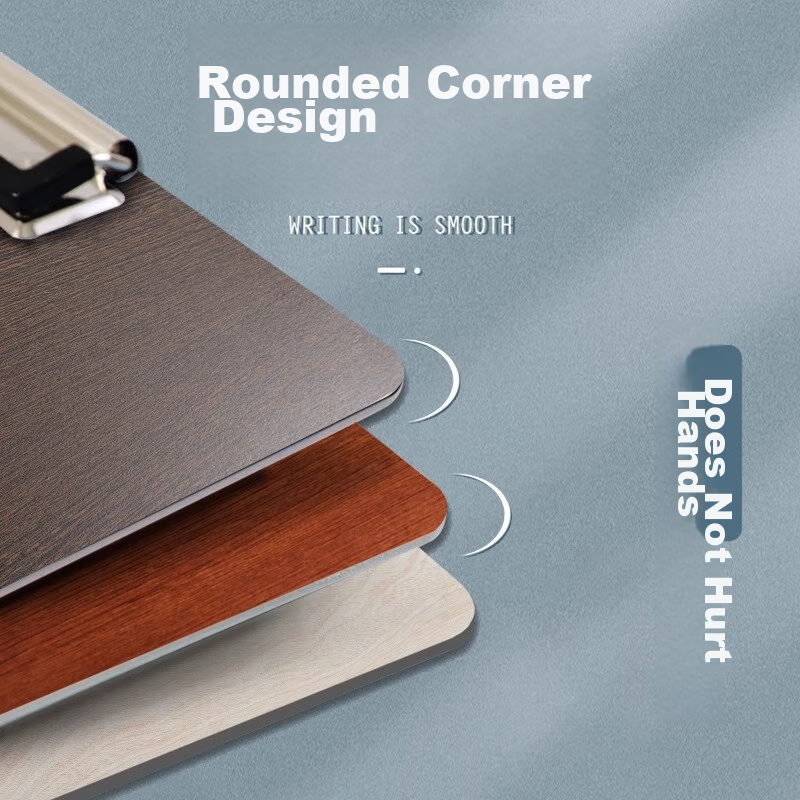 MAKINO A4 Wooden Clipboard File Folder Writing Memory Writing Pad Student Exam Paper Clip Restaurant Menu Clip Metal Clamp Black Walnut Color 3-Pack 2