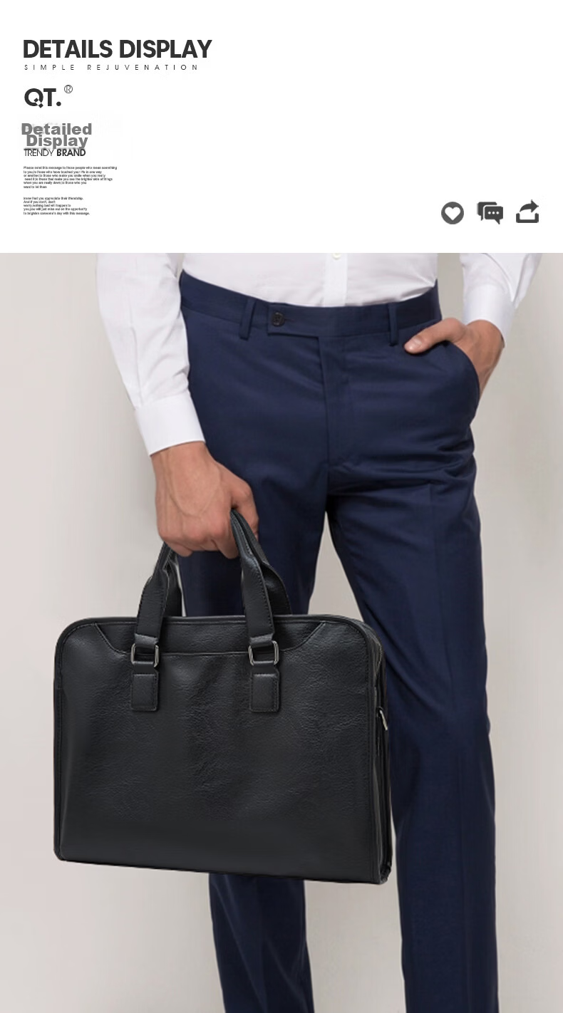 Lao Ren Tou Men's Briefcase Business Handbag Office Travel Shoulder Crossbody 13-inch Laptop Bag Birthday Gift 2