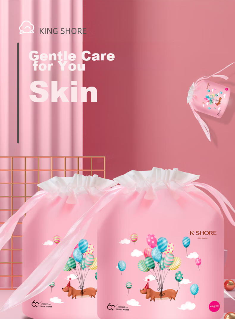 KING SHORE Disposable Face Towels, Thickened Pearl Pattern, Wet And Dry Dual-Use Makeup Face Cloths, 60 Sheets/Roll, 20*20cm 1
