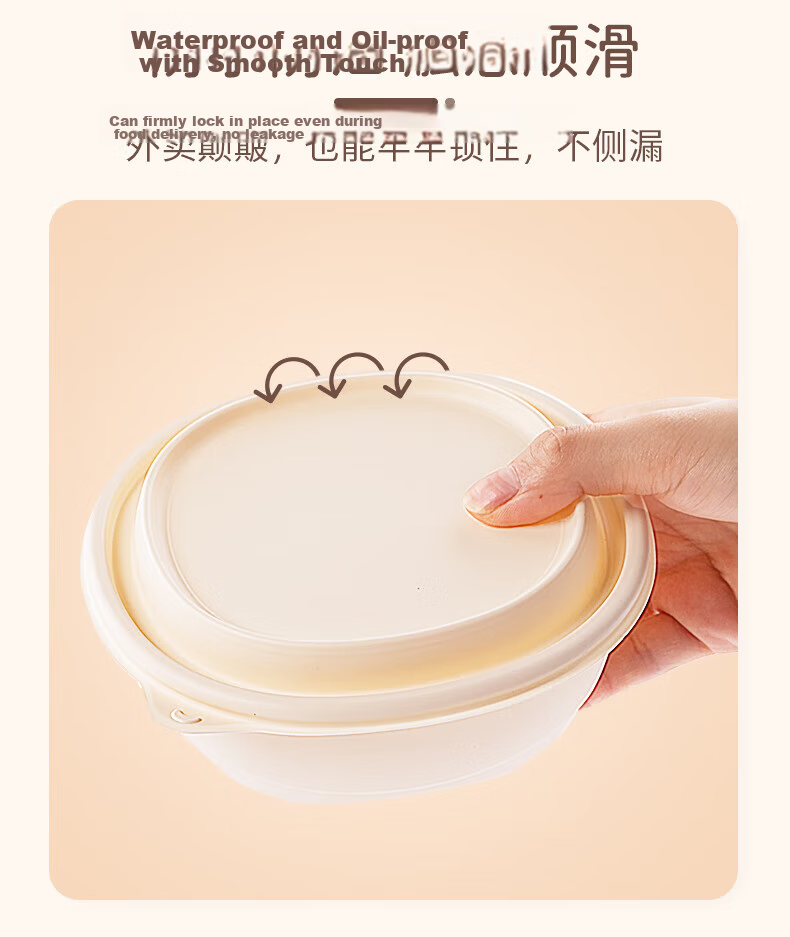 Xingfang Disposable 550ml Biodegradable Corn Starch Takeout Food Containers Eco-Friendly Round Lunch Boxes 20 Sets 4