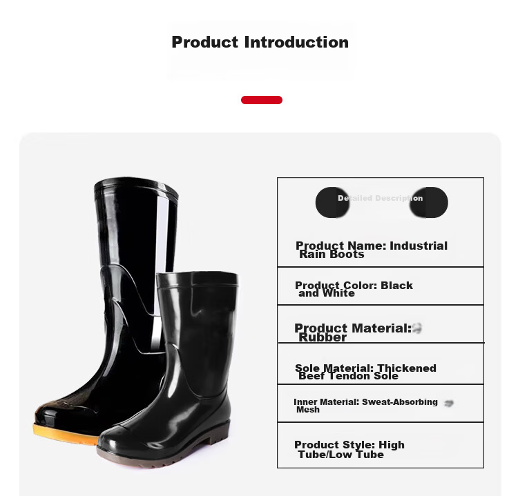 Haosikepu Black Mid-Calf Waterproof Outdoor Rain Boots Non-Slip Durable Rubber Shoes Size 40 5