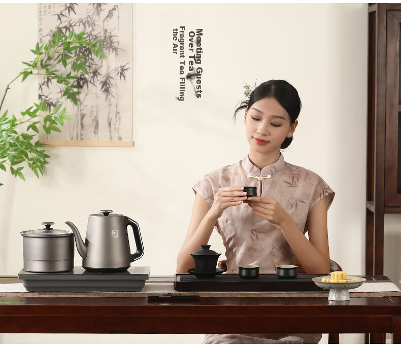 Biooner Pure Titanium Fully Automatic Water Filling Electric Kettle Tea Table Boiling Kettle Embedded Integrated Electric Tea Pot Tea Set Electric Tea Stove RY-16 Clean Version 3
