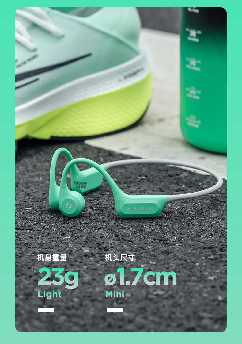 SHEYIN X7air True Bone Conduction Running and Swimming Sports Earphones Long-distance Marathon Fitness Ultra-long Battery Life IPX8 Waterproof Sweatproof Open Design 2026 New Black 16GB 5