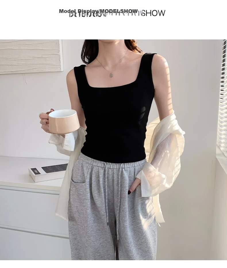 NOMe Square Neck Camisole Tank Top for Women, Basic Summer Outerwear and Innerwear, White, Regular Fit, 2XL 11