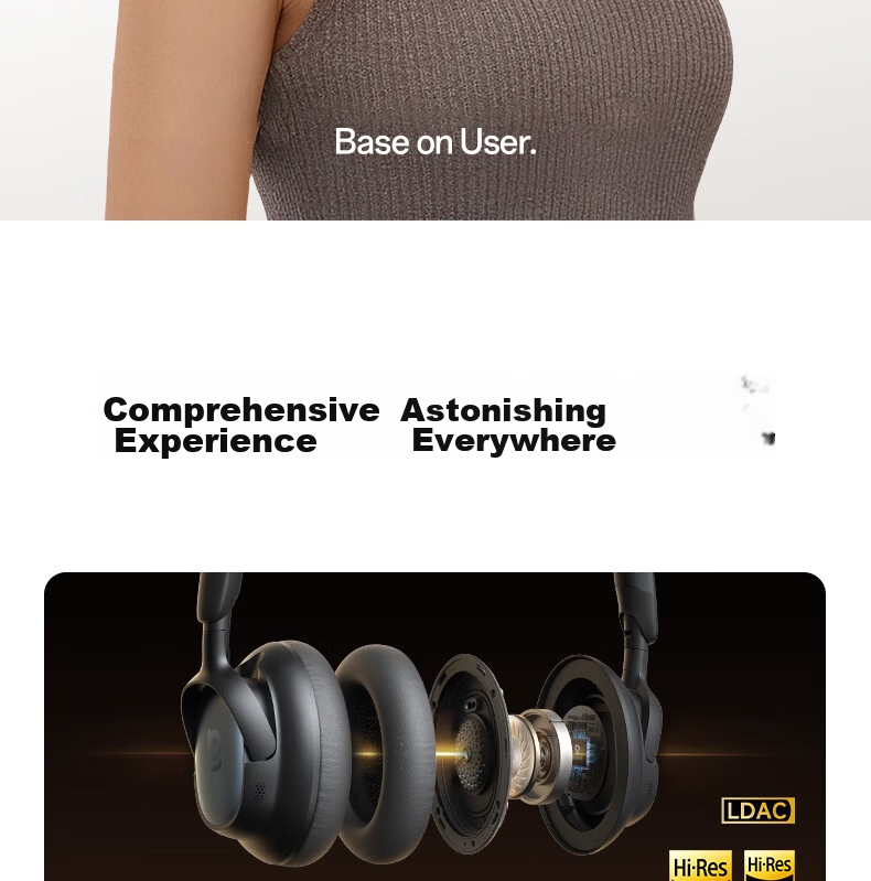 BASEUS MH1 Over-Ear Noise Cancelling Bluetooth Headphones Active Noise Cancellation Dual Gold Standard HiFi Certified 80H Battery Life Compatible with Apple Huawei Xiaomi Oppo Phones Gift 3
