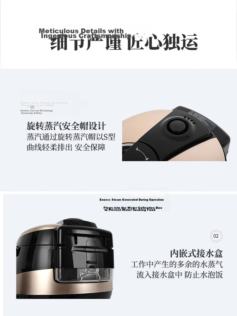 CUCKOO Korean Imported High-Pressure IH Heating Smart Reservation Multifunctional Home Rice Cooker Pot, 5 Liters, Serves 4-5 People, CRP-HWF108FH 10
