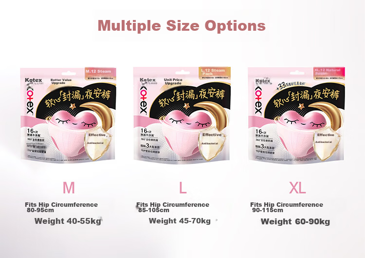 Kotex Soft Core Overnight Pants XL Size, 4 Pairs, Pant-Style Sanitary Napkins, Menstrual Night Use Sleep Pants, Self-Operated, Summer Ultra-Thin Breathable 10